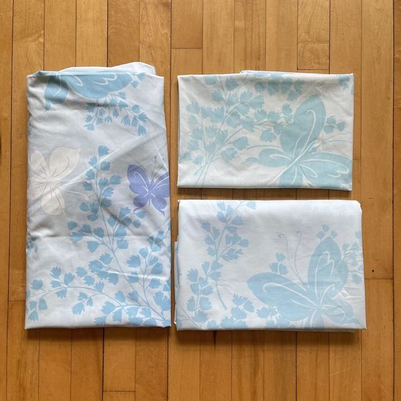 springmaid Bedding Vintage Springmaid Wondercal Blue Butterfly Twin